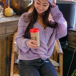 Purple Twist Knit Sweater